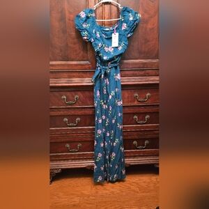 Floral Blue Jumpsuit By Justice Size 12/14